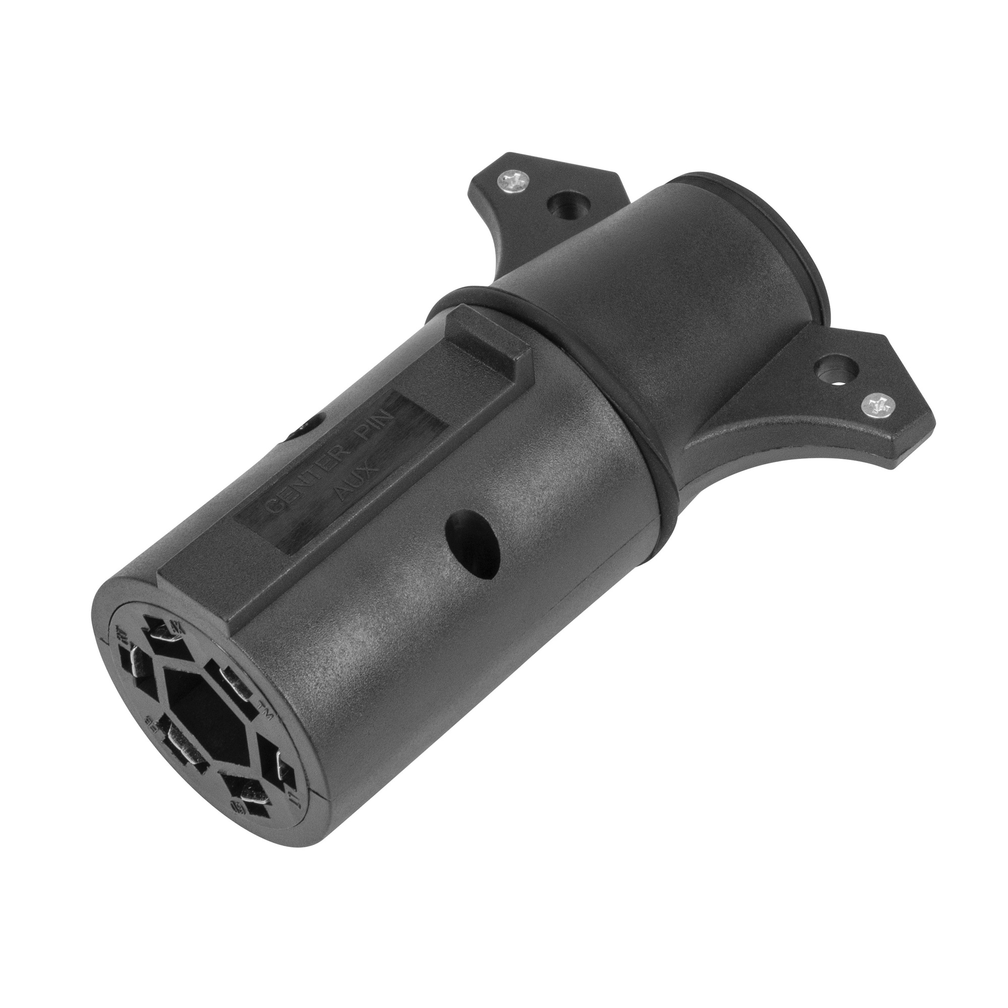 TowSmart, Adapter, 7 Blade to 6 Round, Center Pin Auxiliary, Connection Location Vehicle Side, Model# 1455
